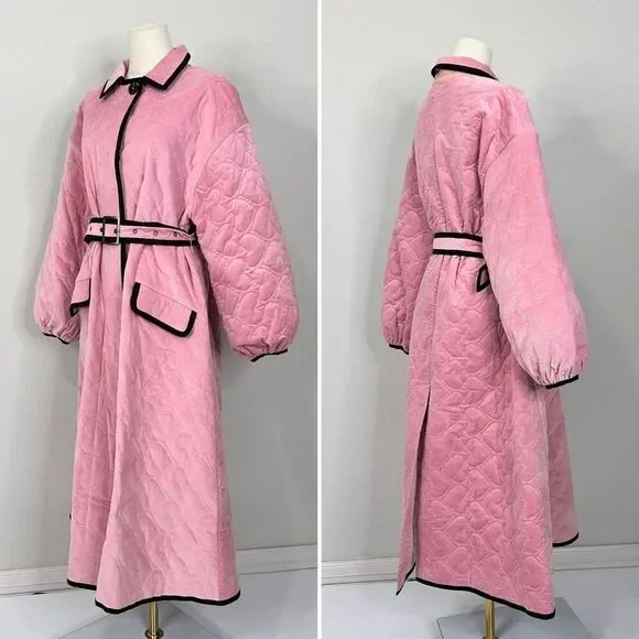 Hunter Bell Hightower Coat Pink Heart Quilted Velvet Factory Sample Sz 4 - Picture 6 of 16